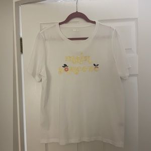 kate spade White Tee with Yellow 'Main Squeeze' Design